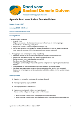Agenda 2 maart 2017 - Raad voor Sociaal Domein Duiven