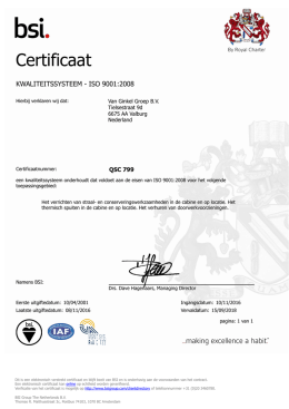 Certificaat - Van Ginkel Groep