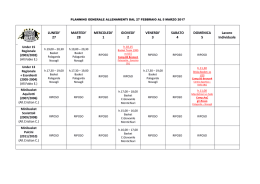 Planning Generale Allenamenti 27 feb &ndash; 5 mar 2017