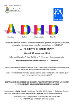 Incontro ADHD "Il diritto di essere capiti"