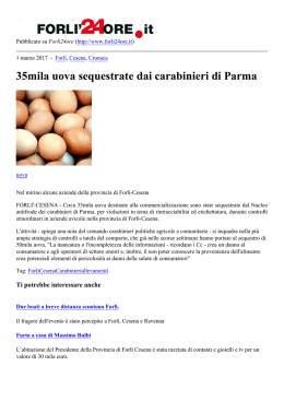 35mila uova sequestrate dai carabinieri di Parma