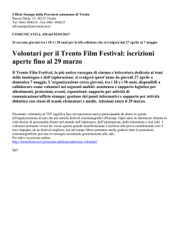 Volontari per il Trento Film Festival: iscrizioni aperte
