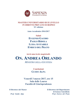 ON. ANDREA ORLANDO - Master in Diritto Privato Europeo