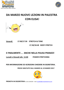 Novit&agrave; Palestra 2017