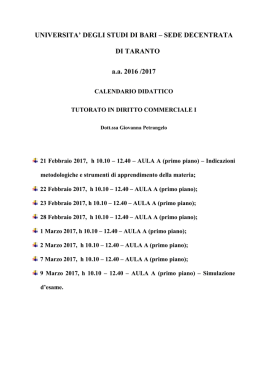 calendario didattico tutorato comm 1 2016 2017