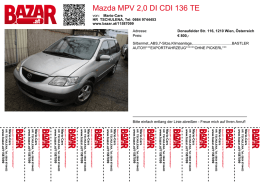 Mazda MPV 2,0 DI CDI 136 TE **EXPORTFAHRZEUG