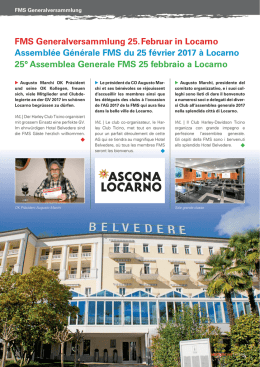 FMS Generalversammlung 25. Februar in Locarno - Stayin