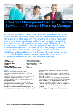 TMC Customer Service and Transport Planning Manager