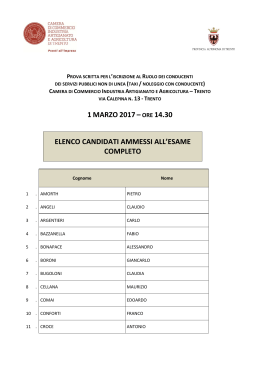 Elenco dei candidati ammessi - Camera di Commercio di Trento