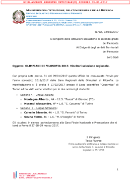 Nota Reg. prot.n. 1880/2017 - Ufficio Scolastico Regionale Piemonte