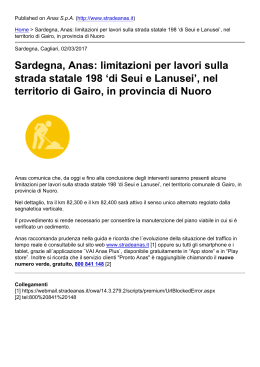 Sardegna, Anas: limitazioni per lavori sulla strada statale 198 ?di