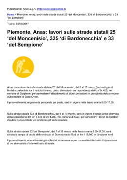 Piemonte, Anas: lavori sulle strade statali 25 ?del Moncenisio?, 335