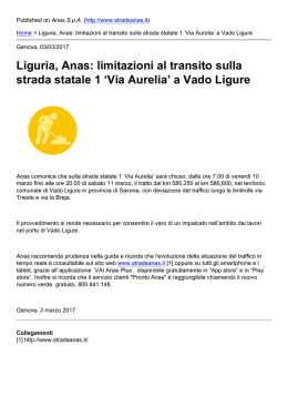 Liguria, Anas: limitazioni al transito sulla strada statale 1 ?Via