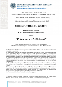CHRISTOPHER M. WURST “15 Years as a US Diplomat”