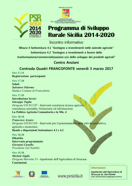 Programma di Sviluppo Rurale Sicilia 2014-2020