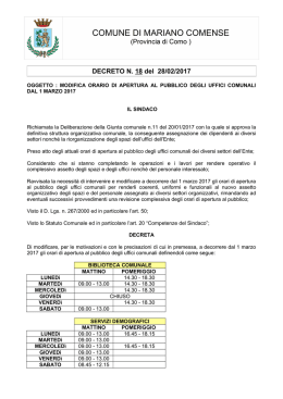 pdf Decreto Sindacale 18 del 28-02-2017