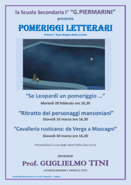 POMERIGGI LETTERARI Prof. GUGLIELMO TINI
