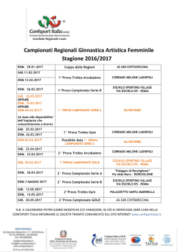 Calendario Campionati Regionali Ginnastica
