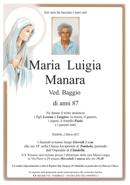 Manara Maria Luigia Epigrafe Madonna