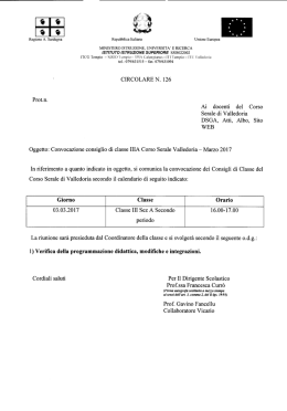 Cir.126 Convocazione consiglio di classe IIIA - IIS Ferracciu-Pes