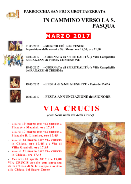 Calendario di marzo - Parrocchia San Pio X