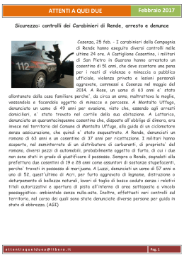 Sicurezza: controlli dei Carabinieri