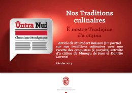 Nos Traditions culinaires - Comité National des Traditions