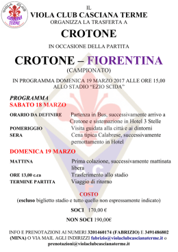 tasferta crotone 2017 - Viola Club Casciana Terme