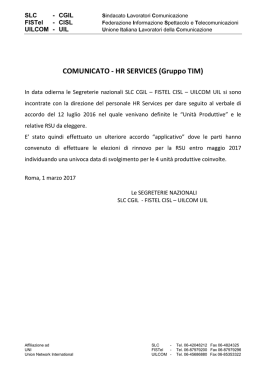 COMUNICATO - HR SERVICES (Gruppo TIM) - FISTel Veneto