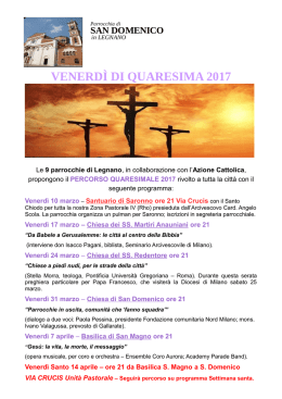 Venerdì Quaresimali 2017 - Parrocchia San Domenico Legnano