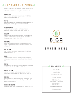 Lunch - BIGA San Diego