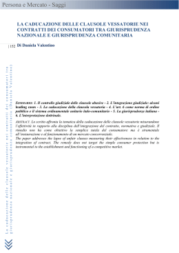 D. VALENTINO, La caducazione delle clausole vessatorie nei