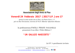 Venerdì 24.2 ore 17. Paola Pisani e "un Galileo Galilei nascosto"