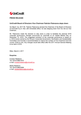 PRESS RELEASE UniCredit Board of Directors Vice