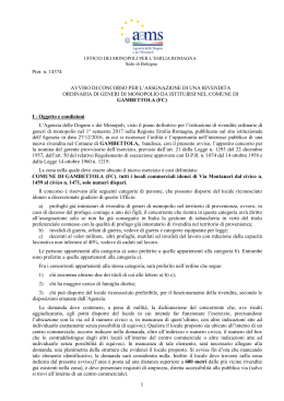Avviso di concorso per l`assegnazione della rivendita generi di