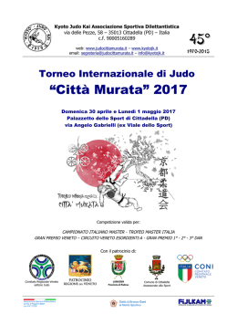 “Città Murata” 2017 - Torneo Internazionale di Judo Città Murata