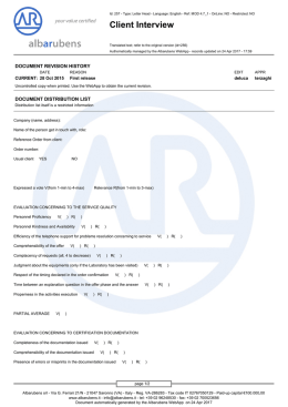 Albarubens internal document: Client Interview