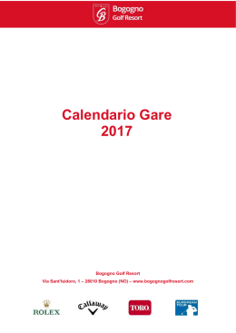 Calendario Gare 2017 - BOGOGNO GOLF RESORT