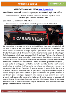 Carabiniere spara al ladro:indagato