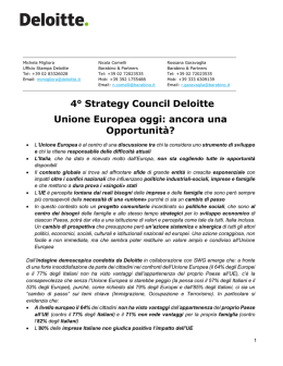 4° Strategy Council Deloitte Unione Europea oggi: ancora una
