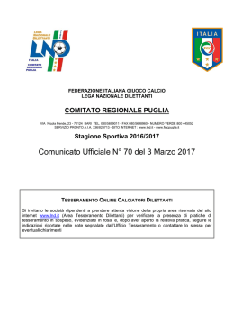 Comunicato Ufficiale Puglia n. 70