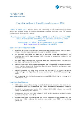Persbericht - Pharming Group NV