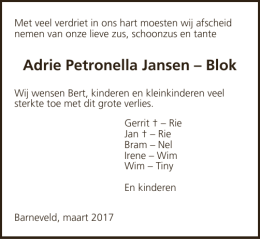 Adrie Petronella Jansen – Blok