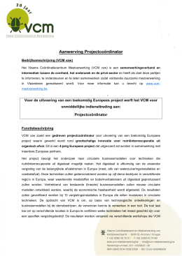 Aanwerving Projectcoördinator - Vlaams Coördinatiecentrum
