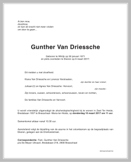 Gunther Van Driessche °30/01/1971 - †06/03