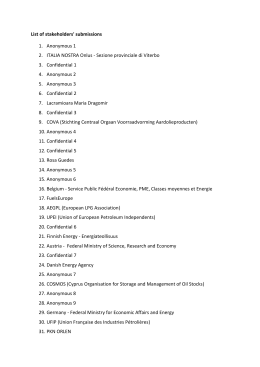 List of stakeholders` submissions 1. Anonymous 1 2. ITALIA