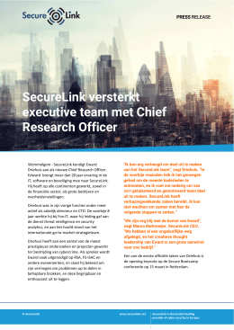 SecureLink versterkt executive team met Chief Research Officer