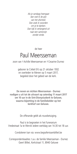 Paul Meersseman - Billiet Begrafenissen