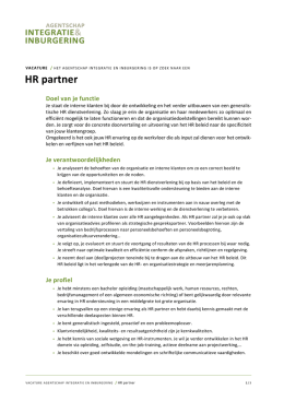 Vacature HR partner - Agentschap Integratie en Inburgering