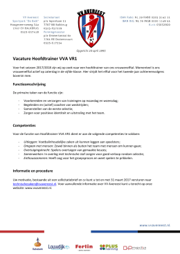 Vacature Hoofdtrainer VVA VR1
